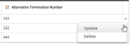 update alternative termination numbers button